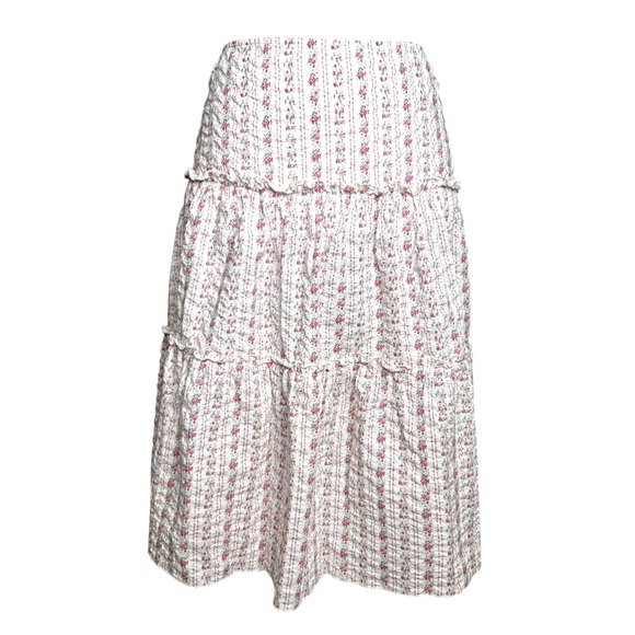 Vintage Dresses & Skirts - Vintage Cottagecore Skirt White Pink Ditsy Floral Prairie Western by Mossimo